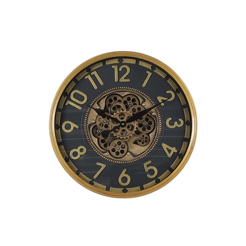 60cm Ceulen Black and Gold Moving Gear Wall Clock By COUNTRYFIELD