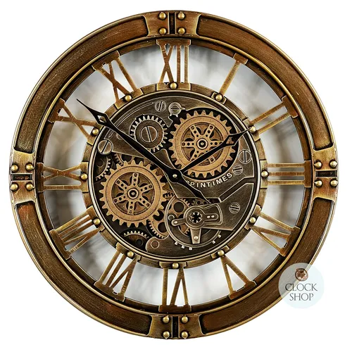 55cm Kadan Antique Bronze Moving Gear Wall Clock By COUNTRYFIELD image