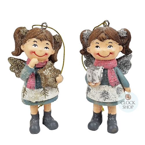 9.5cm Girl In Pink Scarf Hanging Decoration- Assorted Designs image