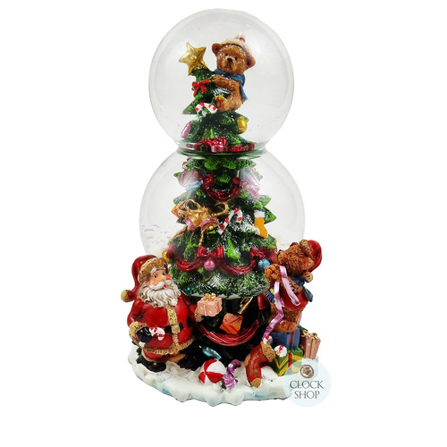 20.5cm Musical Snow Globe With Santa & Teddy (Oh Christmas Tree)
