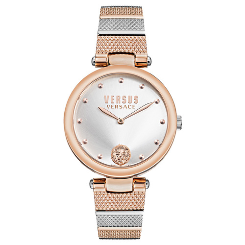 Los Feliz Rose Gold and Silver Bracelet Band Watch with Silver Dial By VERSACE