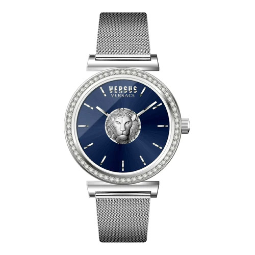 Brick Lane Silver Mesh Band Watch with Blue Dial By VERSACE