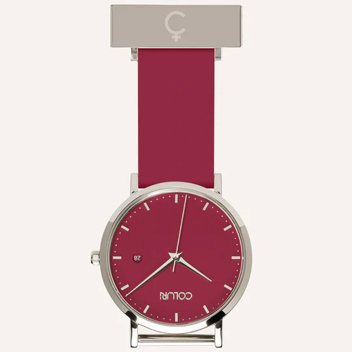 Silver Nightingale Nurses Watch with Scarlet Red Dial By Coluri