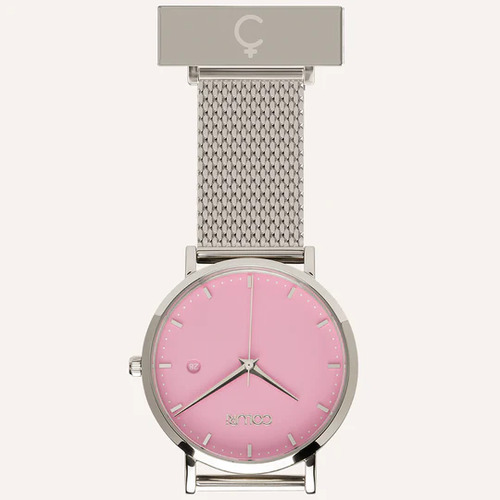 Silver Nightingale Nurses Watch with Rose Pink Dial By Coluri