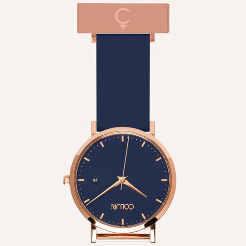 Rose Gold Nightingale Nurses Watch with Navy Blue Dial By Coluri