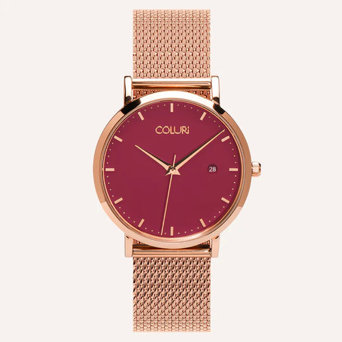 Rose Gold Kahlo Watch with Scarlet Red Dial By Coluri