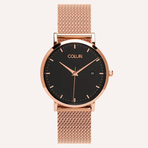 Rose Gold Kahlo Watch with Jet Black Dial By Coluri