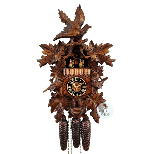 Birds & Leaves 8 Day Mechanical Carved Cuckoo Clock With Dancers 47cm By HÖNES