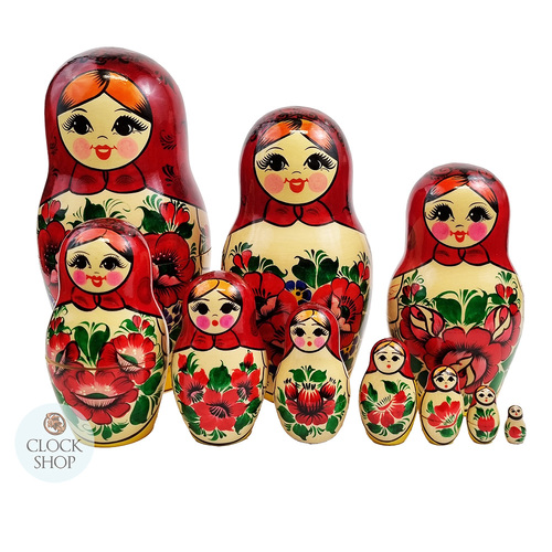 Kirov Russian Dolls- Red Scarf & Yellow Dress (Set Of 10)