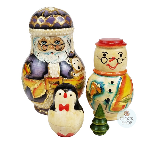 Santa Purple & Gold Russian Dolls- 12cm (Set Of 4) image