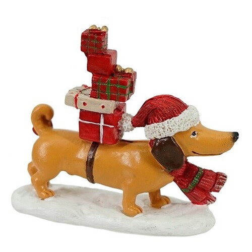 8cm Christmas Dachshund With Gifts