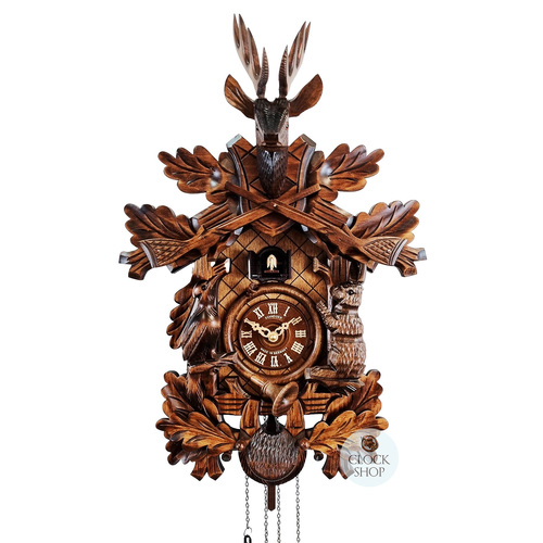 Before The Hunt Battery Carved Cuckoo Clock 50cm By SCHNEIDER