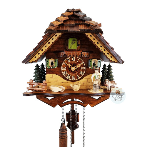 Wood Chopper & Dog Battery Chalet Cuckoo Clock 41cm By SCHNEIDER