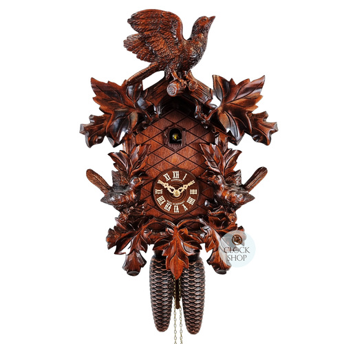 Birds & Leaves 8 Day Mechanical Carved Cuckoo Clock 39cm By SCHNEIDER