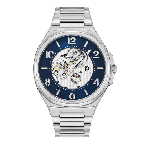 Silver Skeleton Automatic Watch with Silver Braclet Band BY KENNETH COLE
