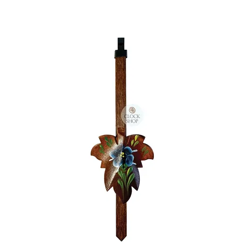 Walnut Maple Leaf Mechanical Cuckoo Clock Pendulum With Blue Flowers (180mm) image