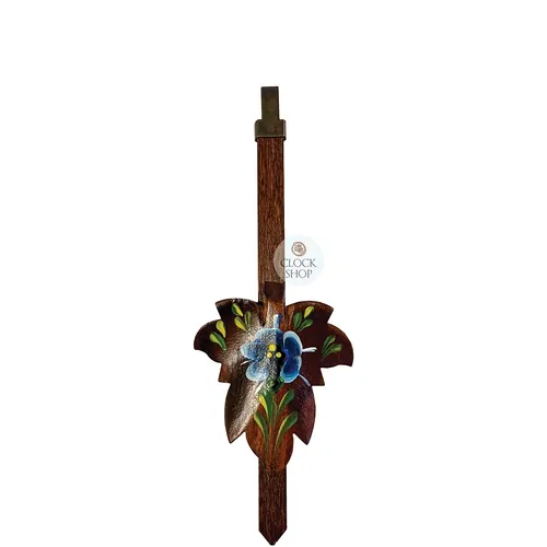 Walnut Maple Leaf Quartz Cuckoo Clock Pendulum With Blue Flowers (163mm) image