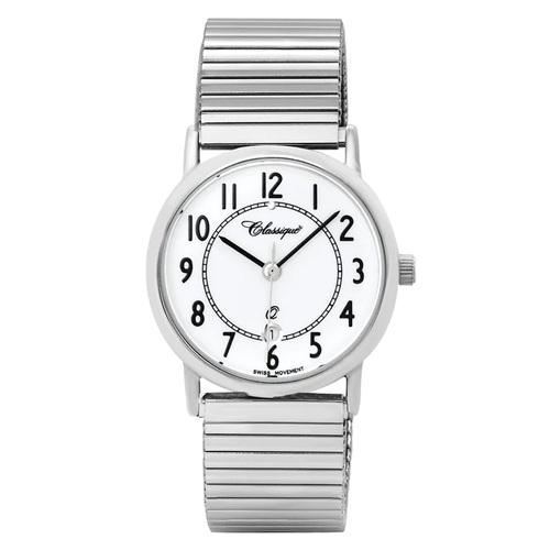 35mm Mens Swiss Quartz Watch With Stainless Steel Flexi Band By CLASSIQUE image