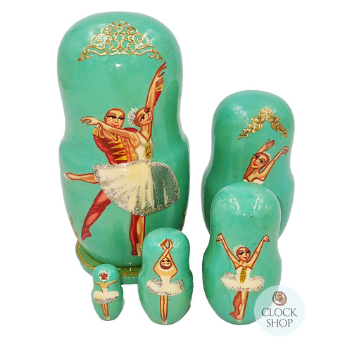 Ballerina Russian Dolls- Green 11cm (Set Of 5)