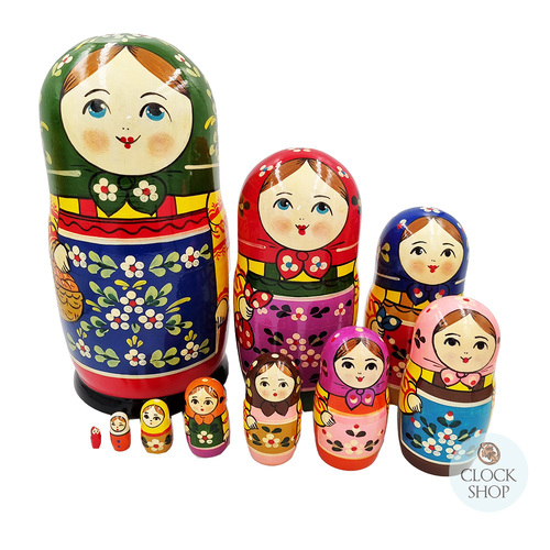 Zagorsk Village Floral Russian Dolls 29cm (Set Of 10)