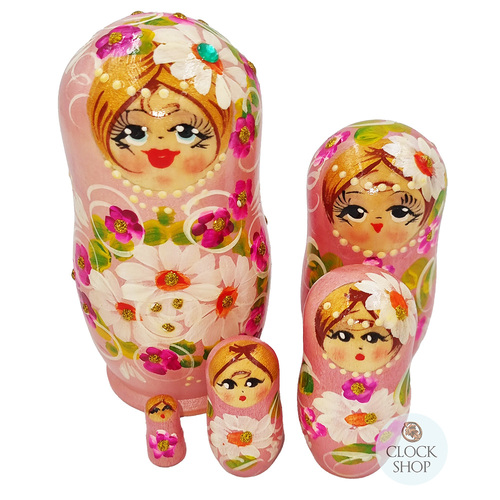 Floral Russian Dolls- Pink 12cm (Set Of 5)