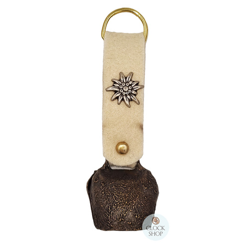 12cm Antique Look Cowbell With Beige Felt Strap