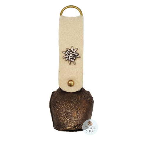 13.5cm Antique Look Cowbell With Beige Felt Strap