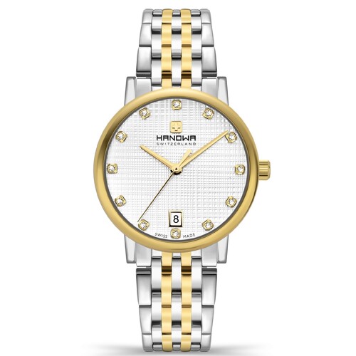 32mm Rivera Silver & Gold Womens Swiss Quartz Watch With Silver Dial By HANOWA image
