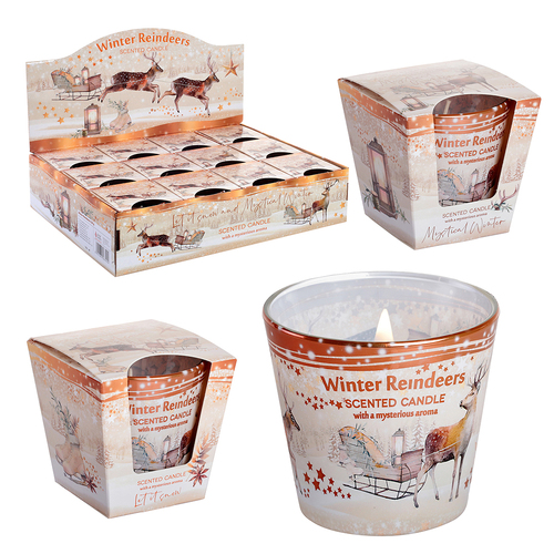 8.5cm Scented Christmas Candle- Winter Reindeers image