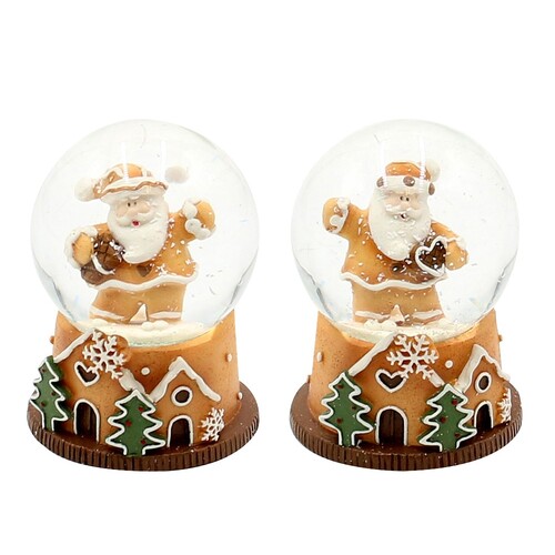 6.5cm Gingerbread Santa Snow Globe- Assorted Designs image