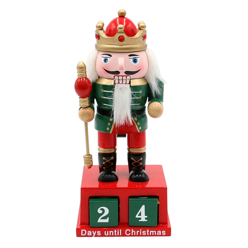 20cm Red & Green King Advent Calendar Nutcracker image