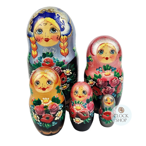 Floral Russian Dolls- Multi-Coloured 18cm (Set Of 5)