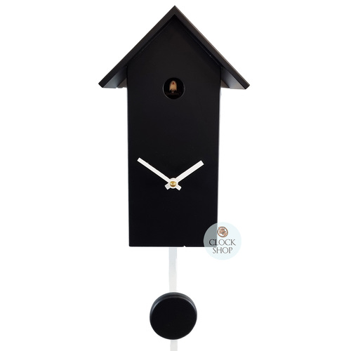 Black Bird House Battery Modern Cuckoo Clock 29cm By ENGSTLER image
