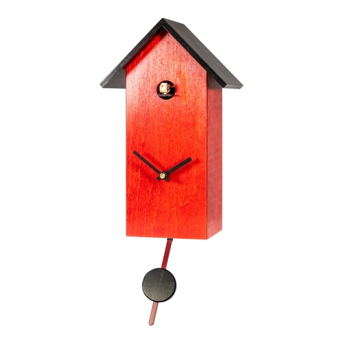 Red Bird House Battery Modern Cuckoo Clock 29cm By ENGSTLER