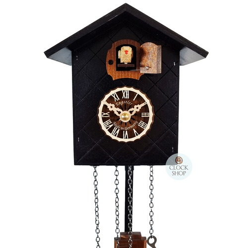 Black Bird House Battery Chalet Cuckoo Clock 17cm By ENGSTLER image