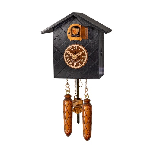 Black Bird House Battery Chalet Cuckoo Clock 17cm By ENGSTLER