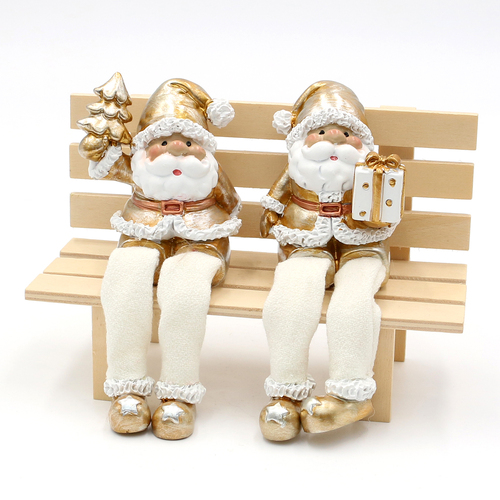 Santa Shelf Sitter in Gold & White- Assorted Designs