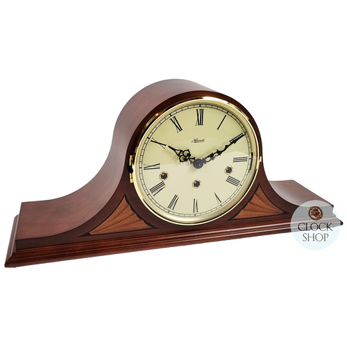 22cm Walnut Mechanical Tambour Mantel Clock With Triple Chime By HERMLE image