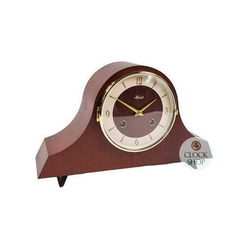 19cm Walnut Mechanical Tambour Mantel Clock By HERMLE image