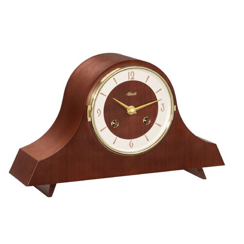 19cm Walnut Mechanical Tambour Mantel Clock By HERMLE