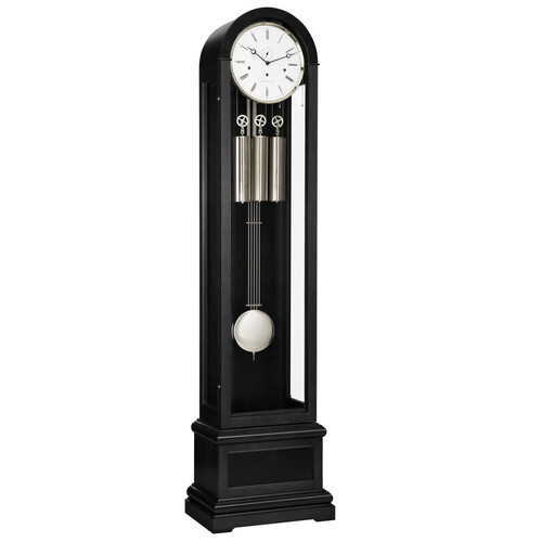 193cm Black & Silver Contemporary Longcase Clock With Westminster Chime By HERMLE
