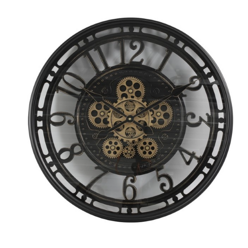 50cm Norris Black Moving Gear Clock By COUNTRYFIELD