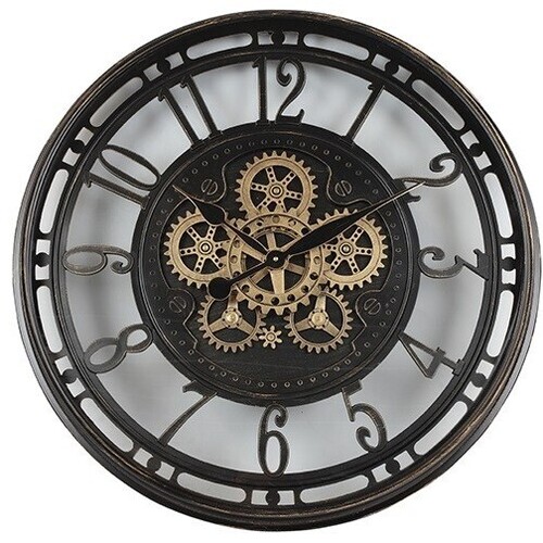 70cm Norris Black Moving Gear Clock By COUNTRYFIELD