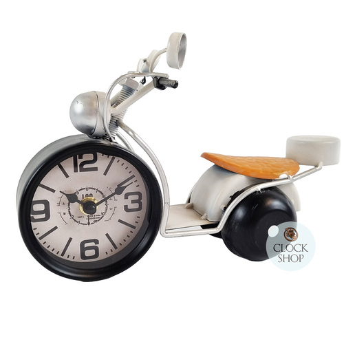 16.5cm White Scooter Battery Table Clock By COUNTRYFIELD image