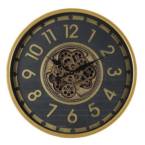 70cm Ceulen Black & Gold Moving Gear Wall Clock By COUNTRYFIELD