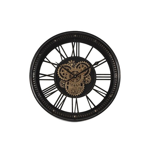 55cm Hasius Black & Gold Moving Gear Clock By COUNTRYFIELD