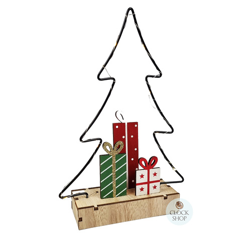 27.5cm LED Ornamental Christmas Tree With Presents image