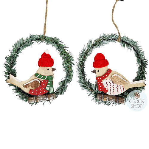 Christmas Birds In Wreath Hanging Decoration- Assorted Designs