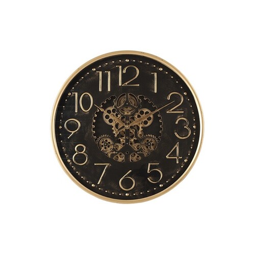 60cm Tasma Black & Gold Moving Gear Clock By COUNTRYFIELD