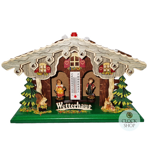 26cm Chalet Weather House With Deer & Squirrel By TRENKLE image